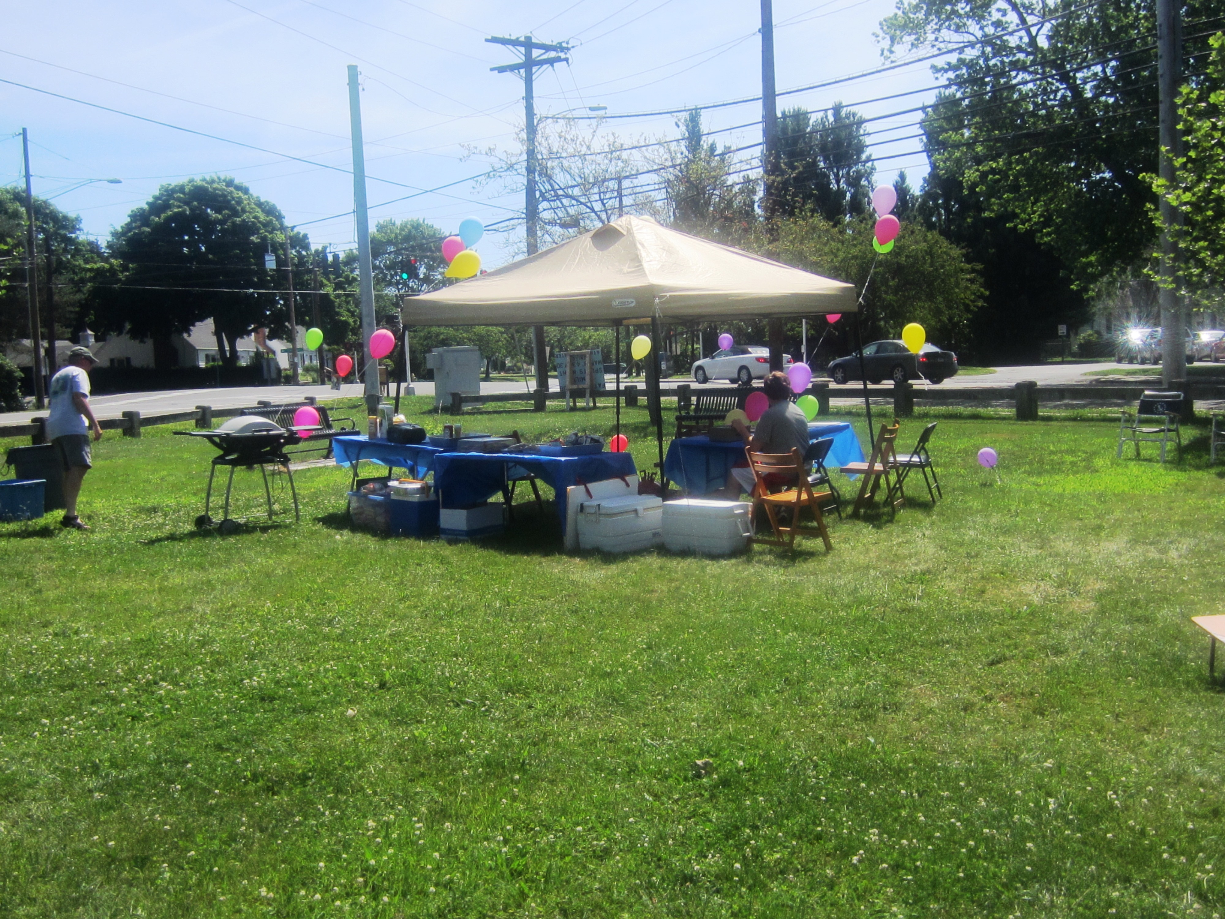 An event tent with balloons