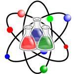 science glasses with atom in the background