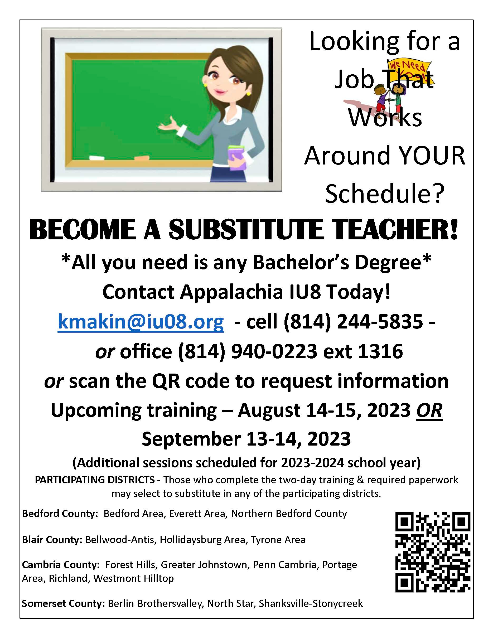 flyer with information about becoming a substitute teacher