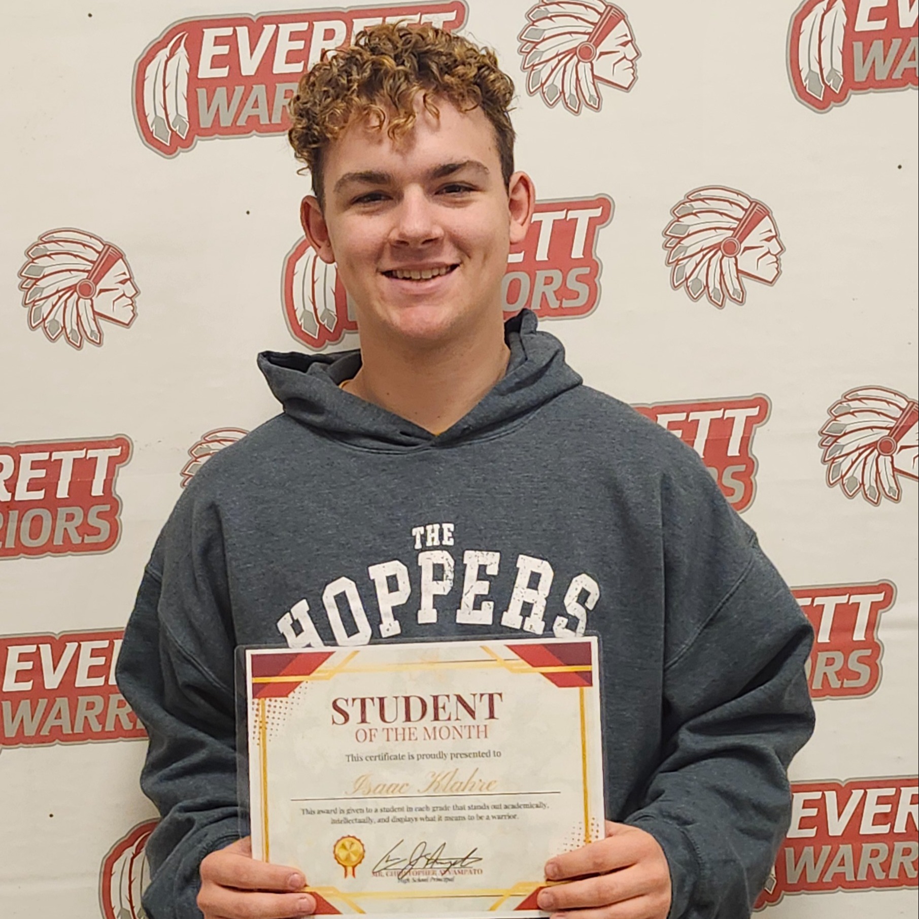 12th Grade Student of the month Isaac Klahre