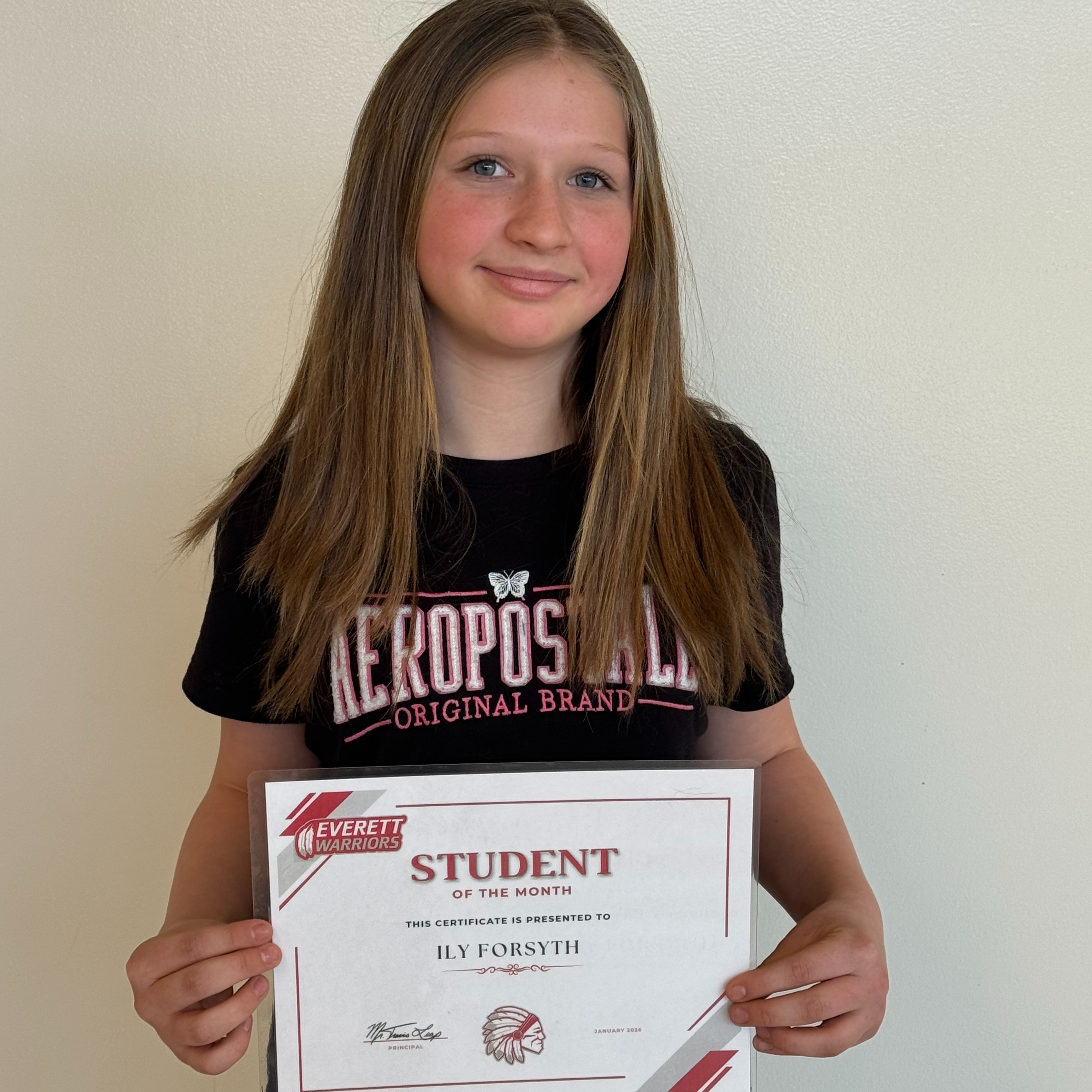 5th Grade January Student of the Month Ily Forsyth