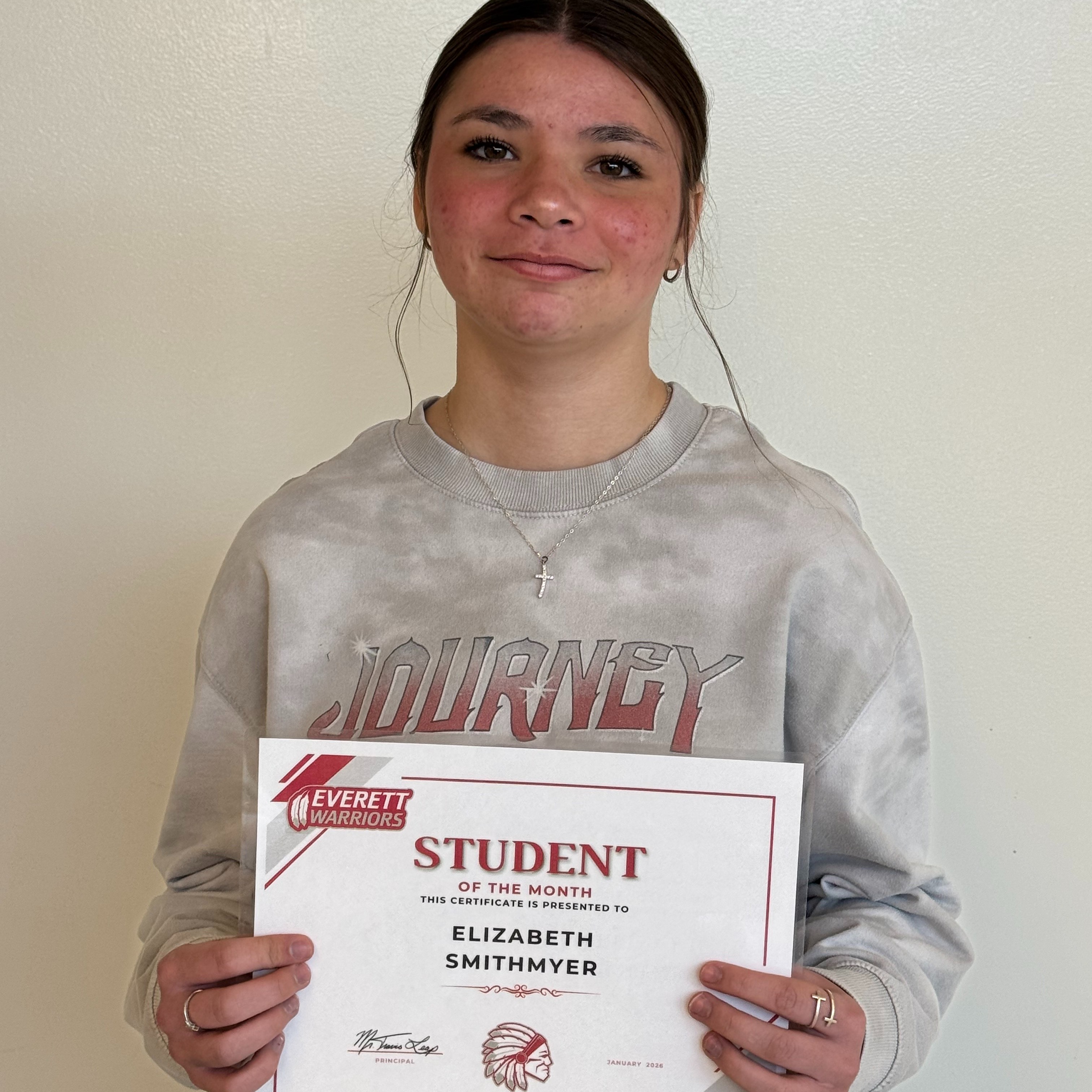 8th Grade January Student of the Month Elizabeth Smithmyer