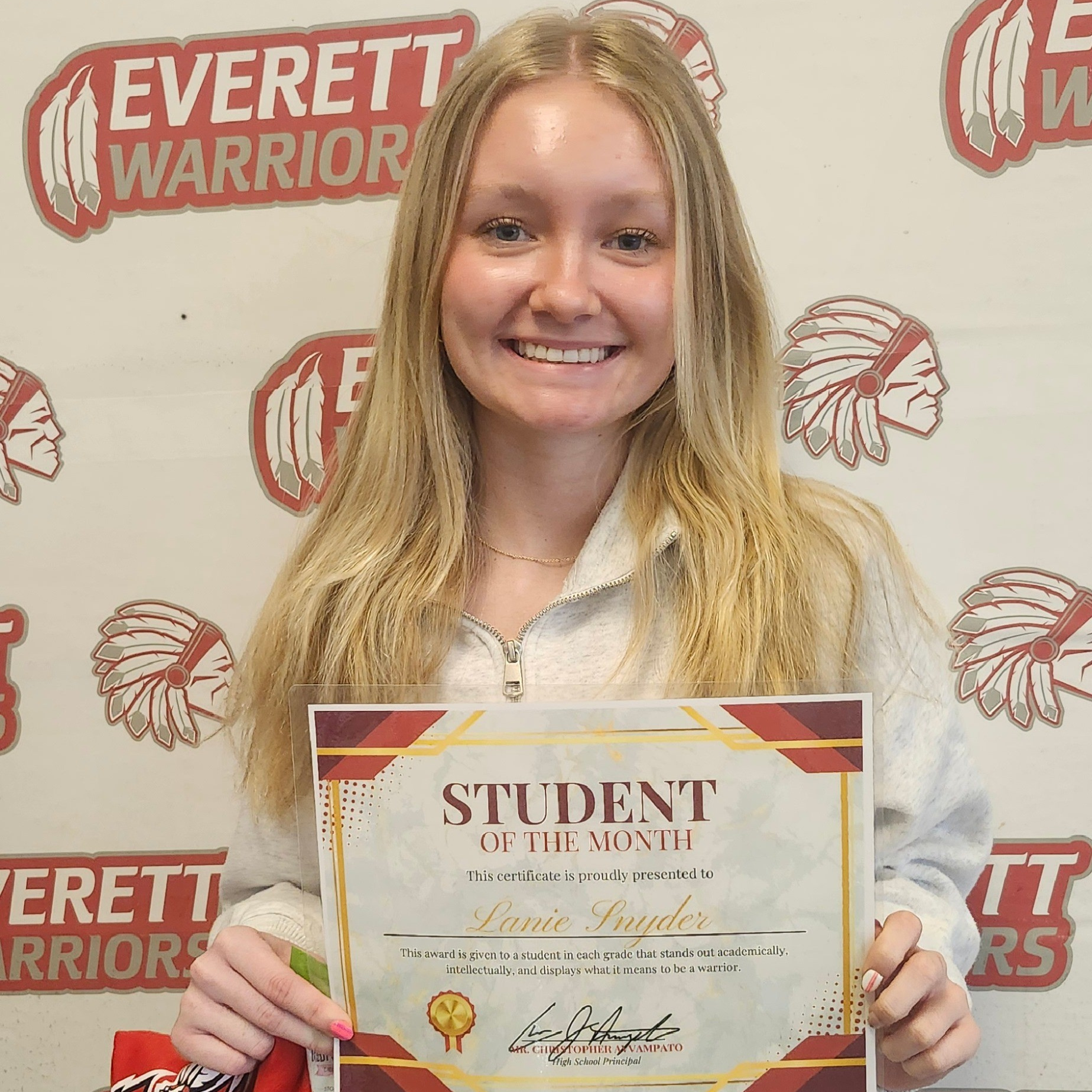 12th Grade student of the month Lanie Snyder