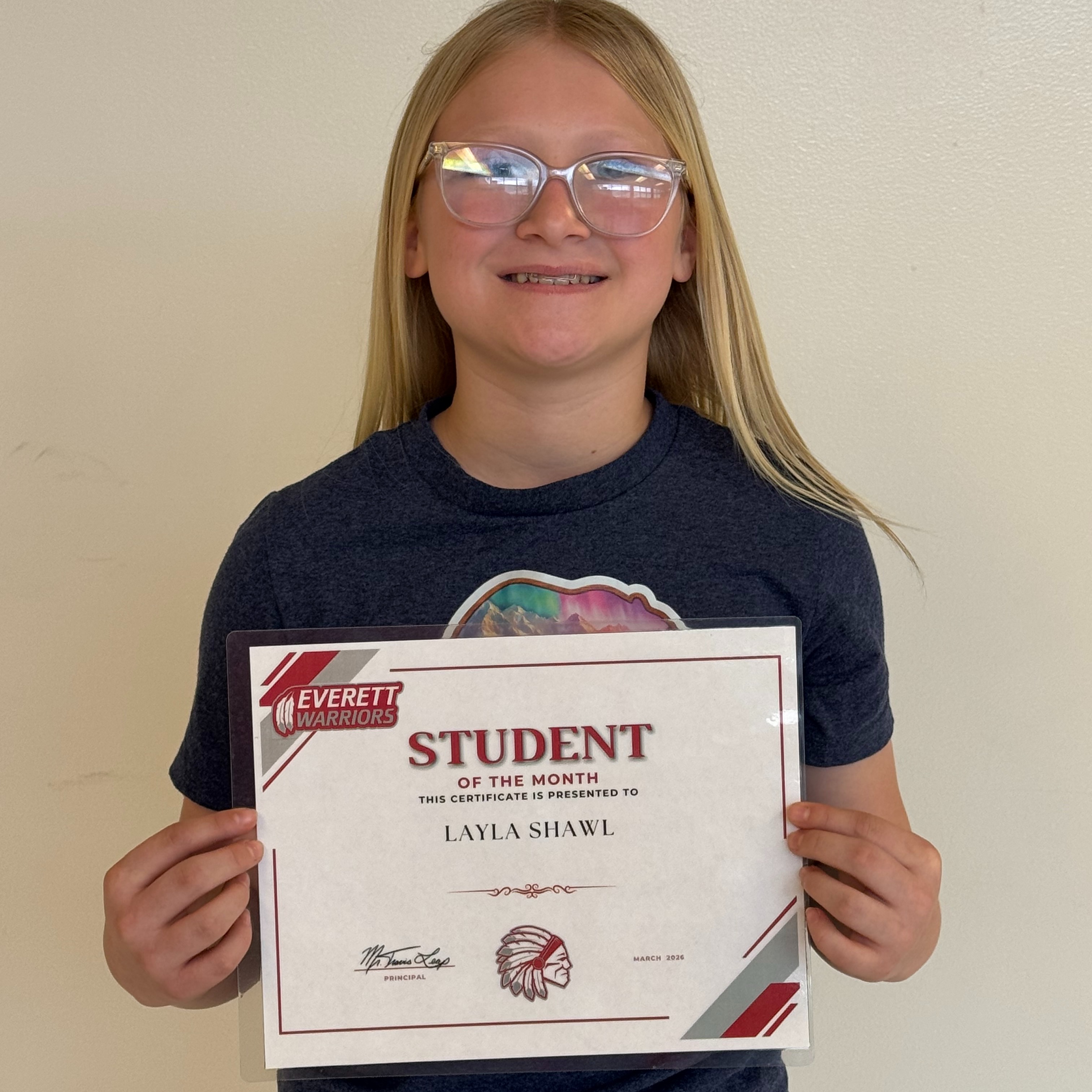 5th Grade March Student of The Month - Layla Shawl
