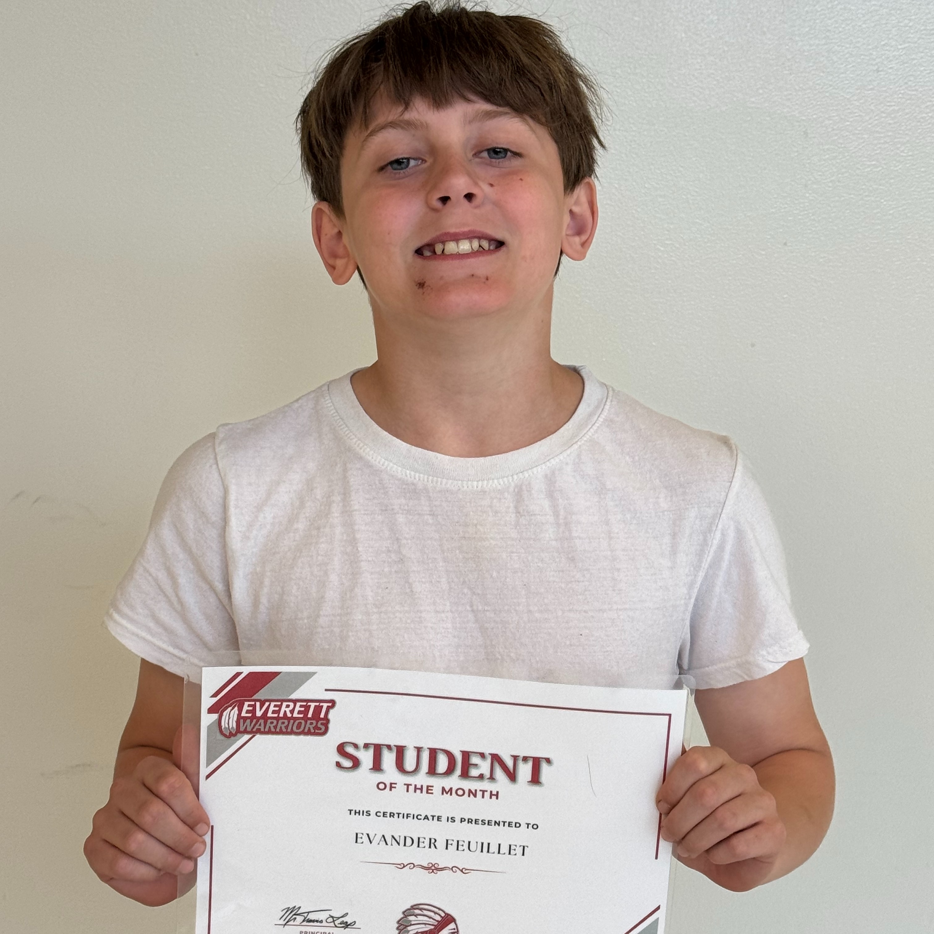 7th Grade March Student of The Month-Evander Feuillet