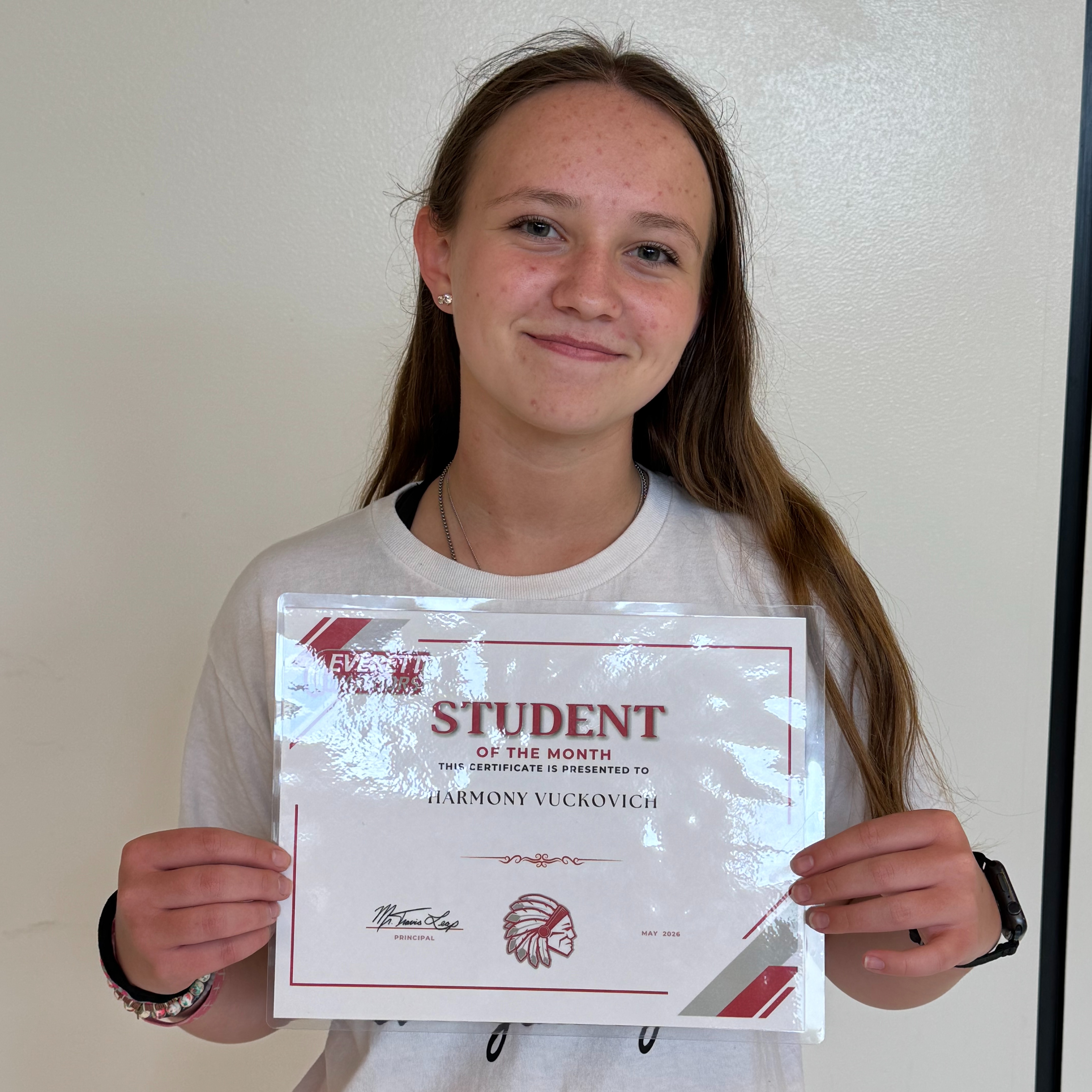 8th Grade May Student of The Month Harmony Vuckovich