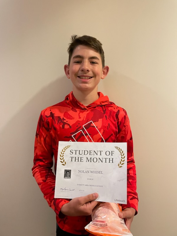 Nolan Whisel - 7th grade student of the month