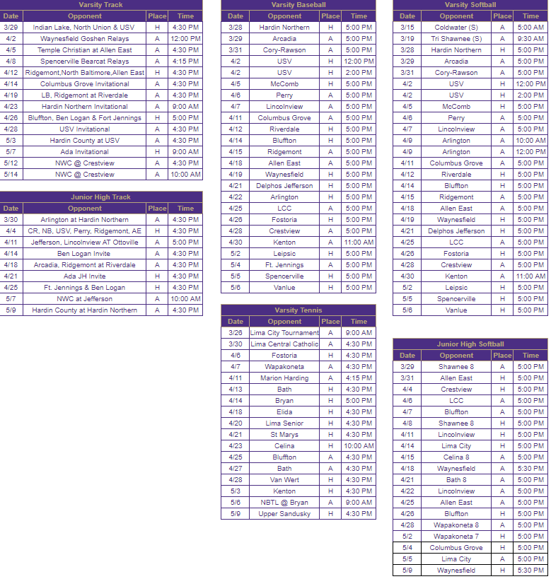 Spring sports information | Ada Exempted Village Schools