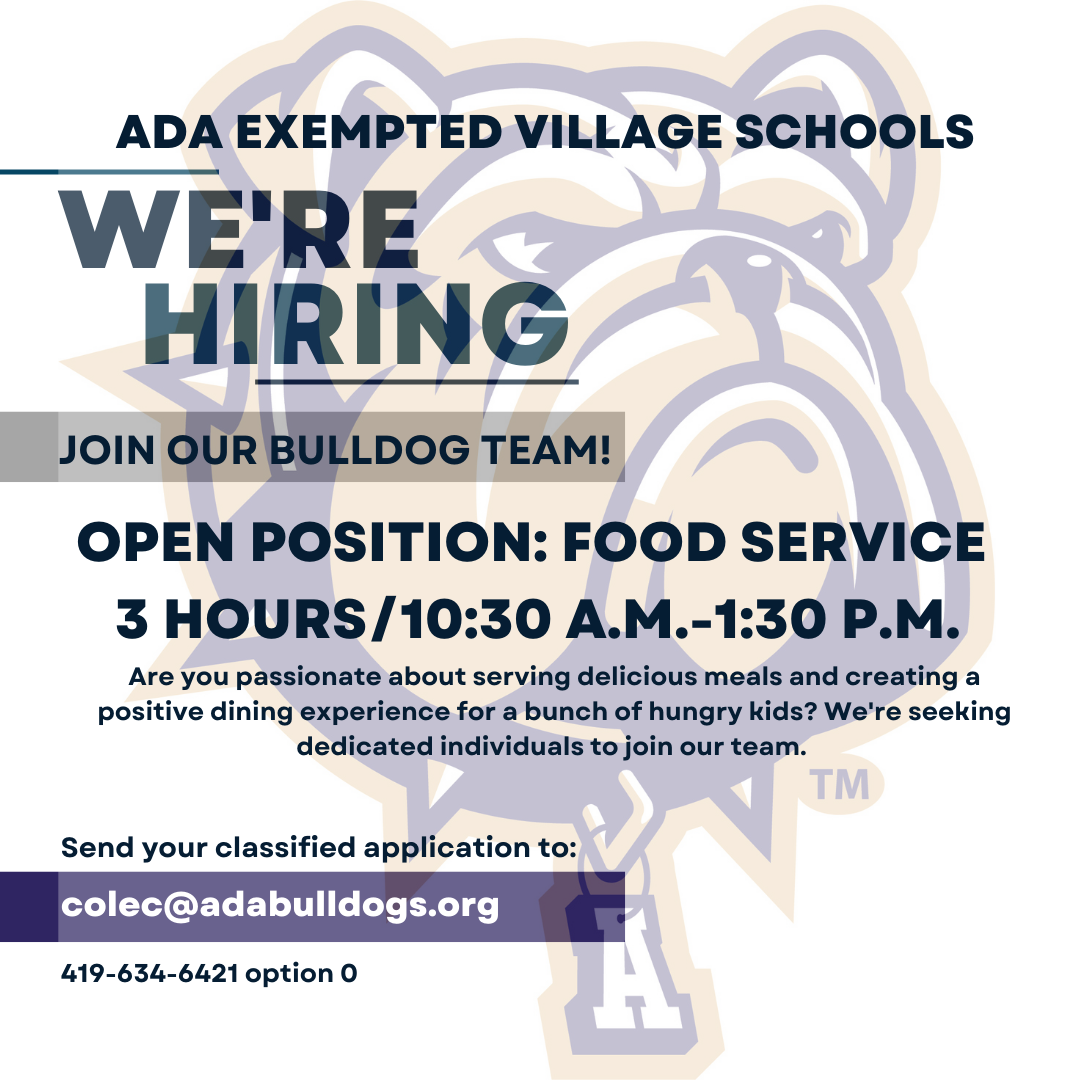 Ada School is hiring Food Service