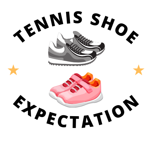 Tennis Shoe Expectation with a pair for grey tennis shoes that tie and a pair of pink tennis shoes that velcro.