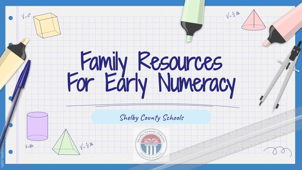 Family Resources for Early Numeracy Shelby County Schools