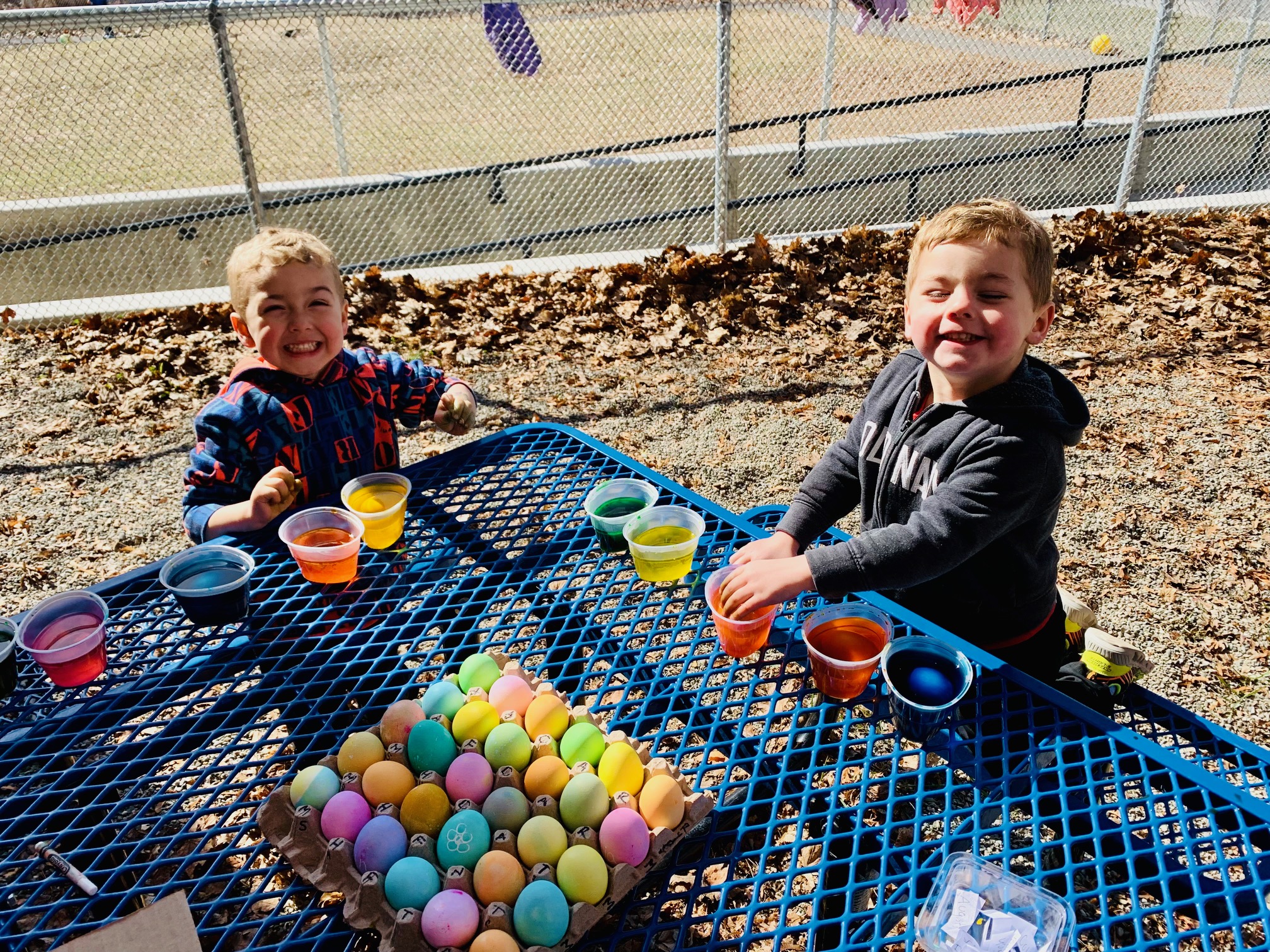 ELC Students coloring eggs