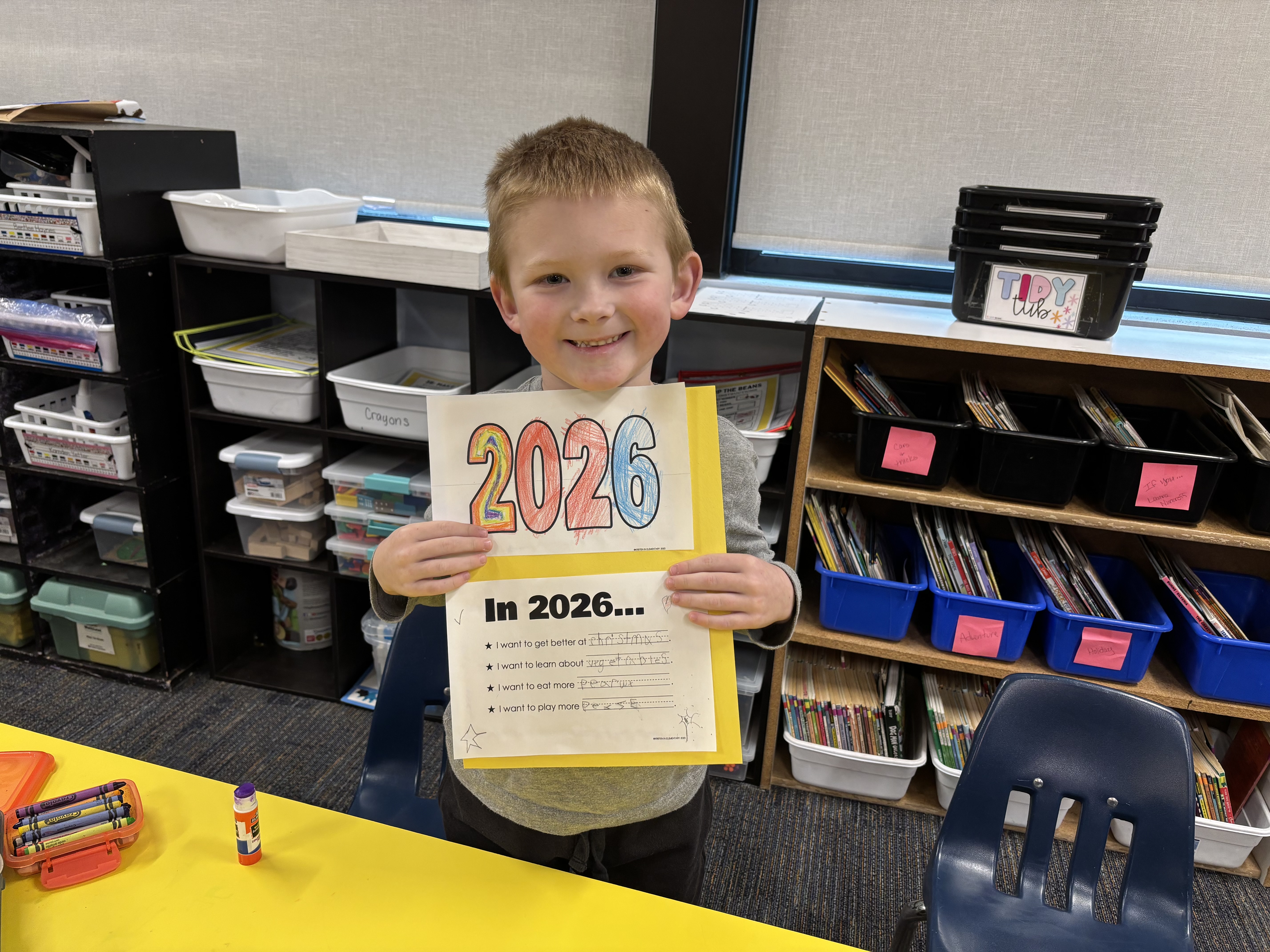 student making new years resolution