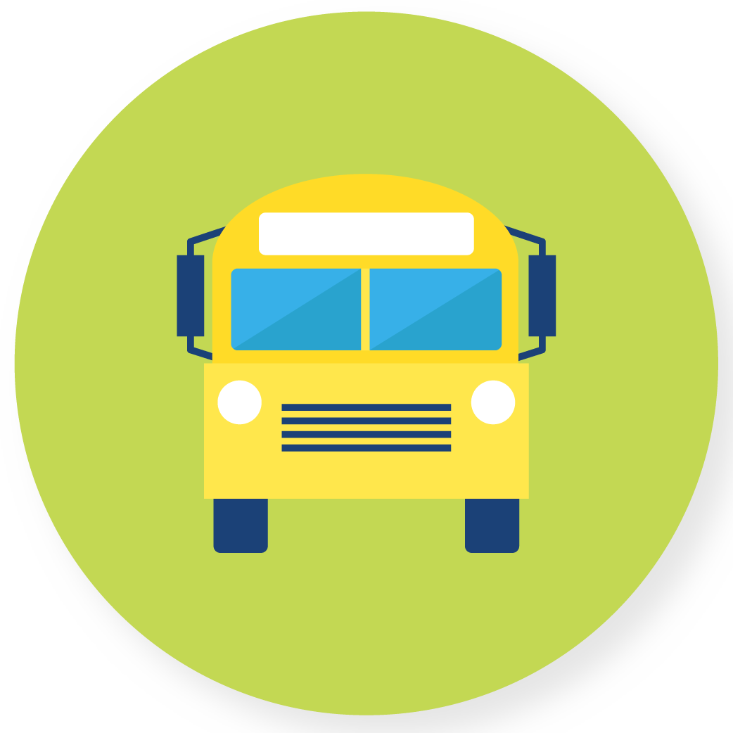 Image of school bus on green background