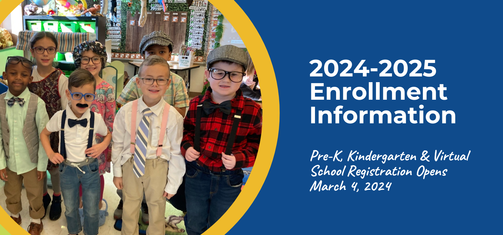 image of 2024-2025 enrollment information featuring students in classroom