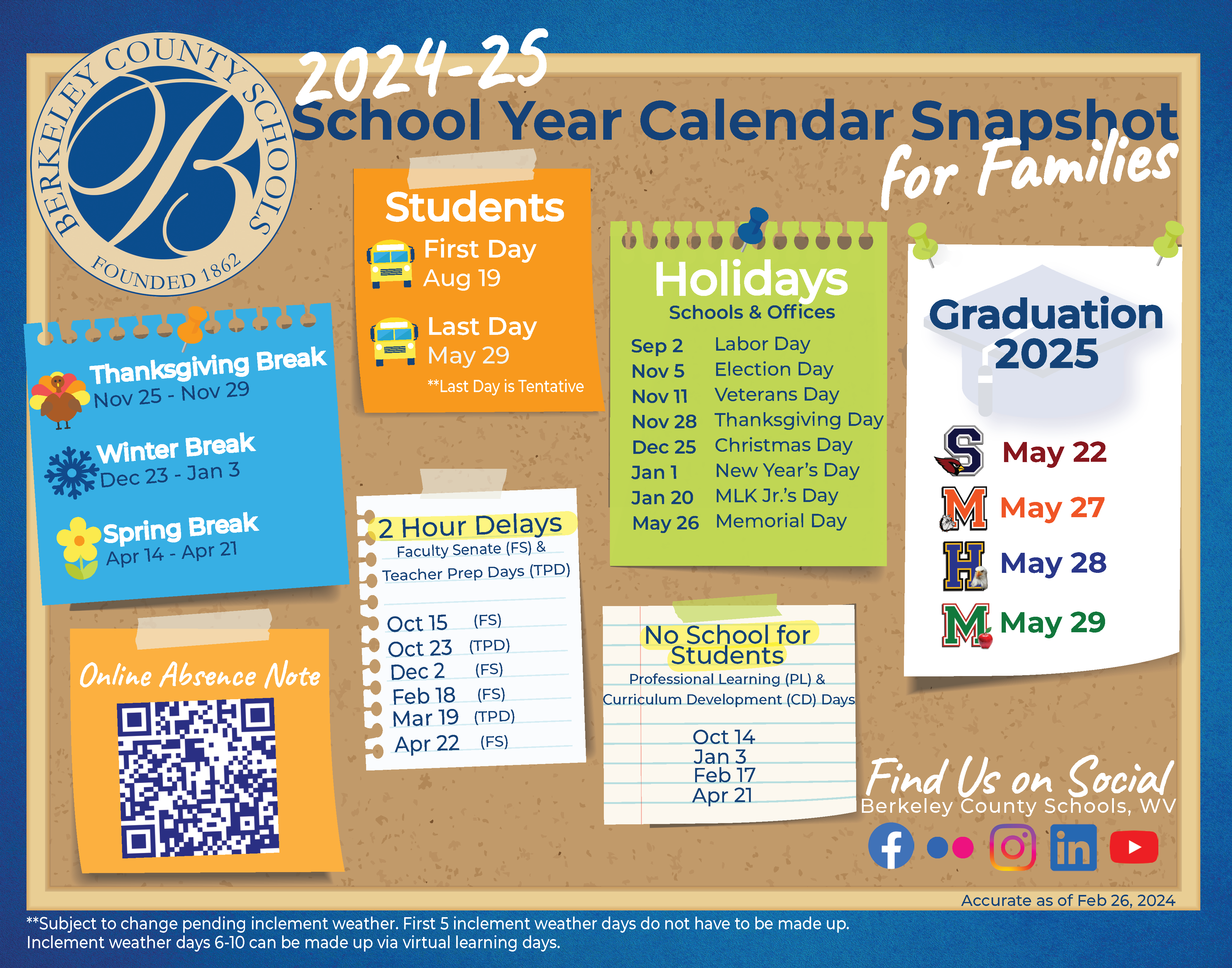 image of 2024-2025 school year calendar