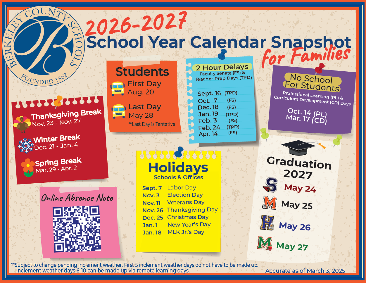 Calendar Events Berkeley County Schools