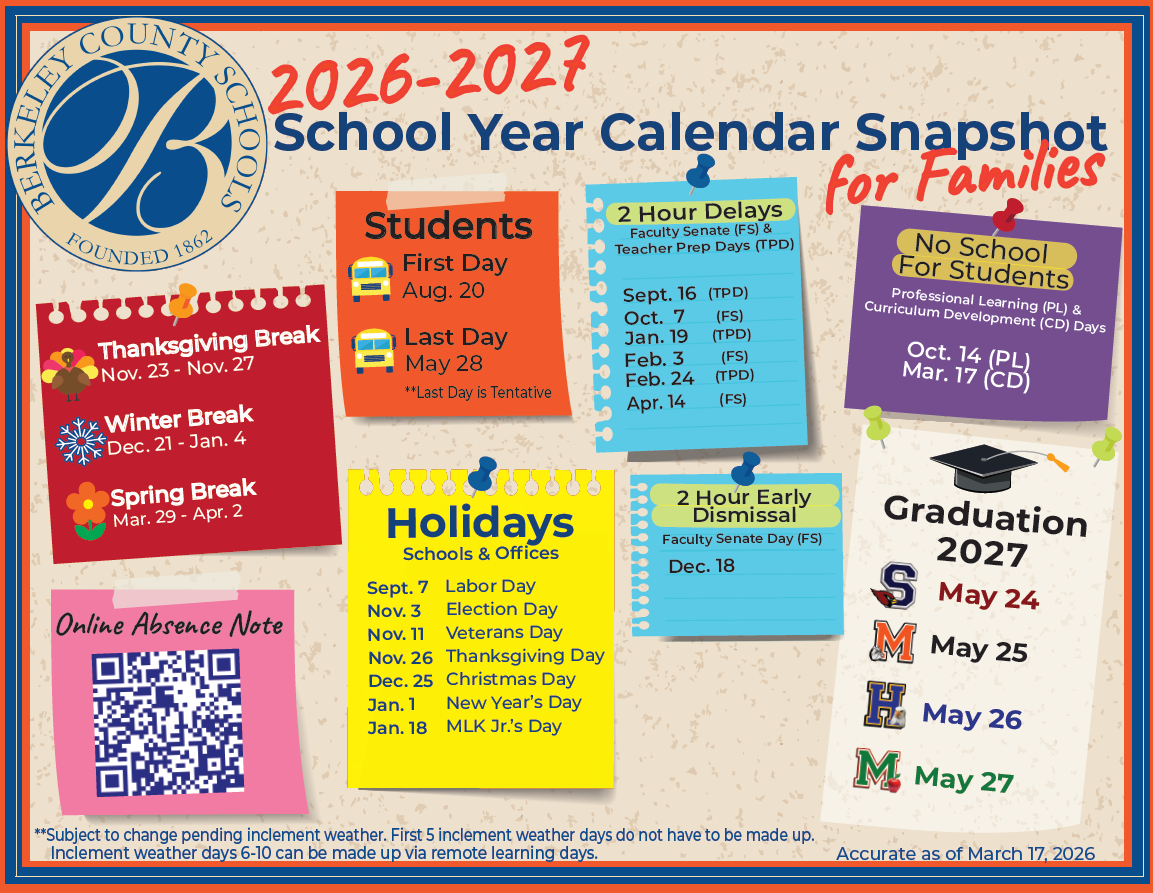 Calendar & Events | Berkeley County Schools