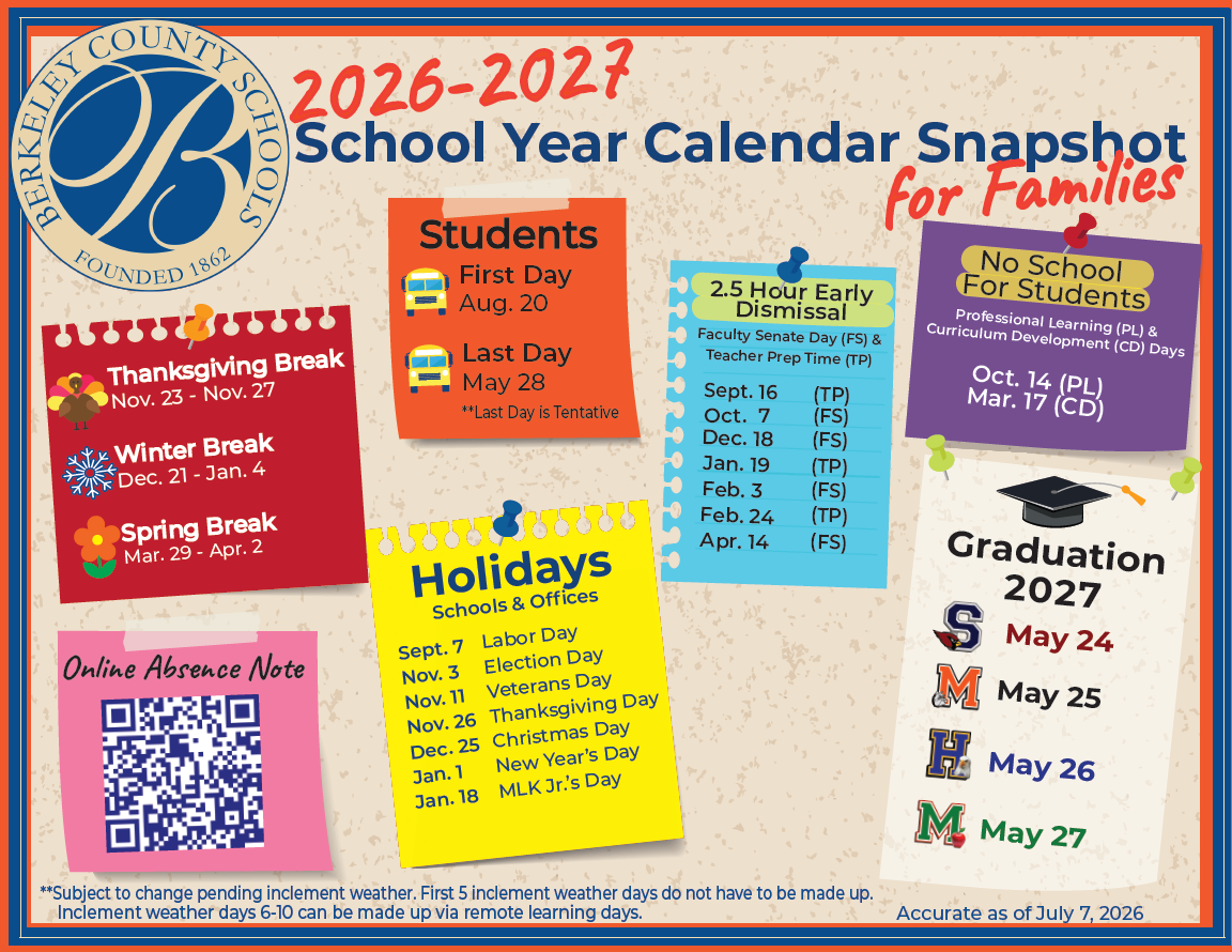 Calendar & Events | Berkeley County Schools
