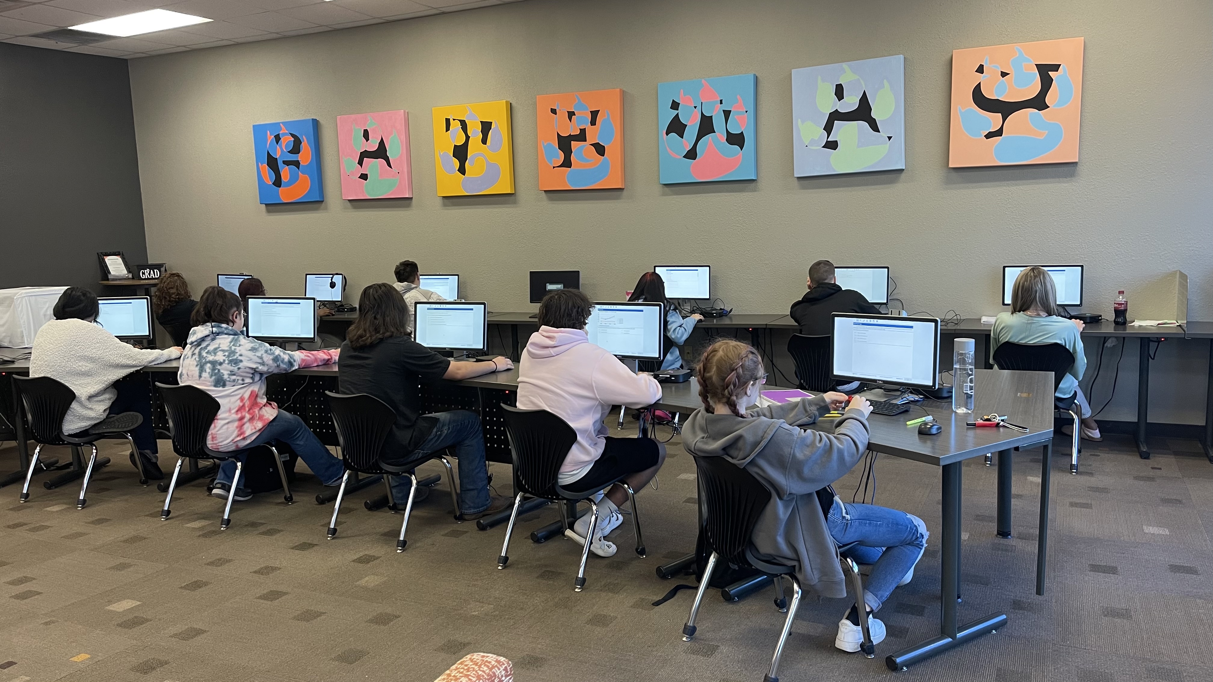 Students working on computers