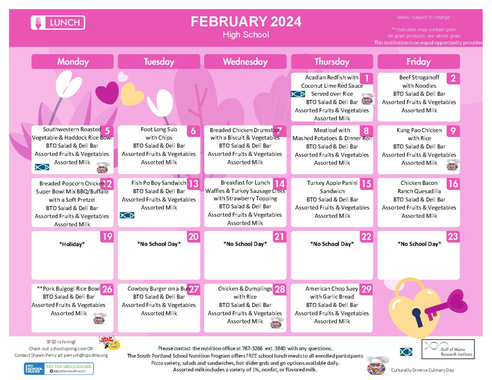 Breakfast & Lunch Menus South Portland School Department