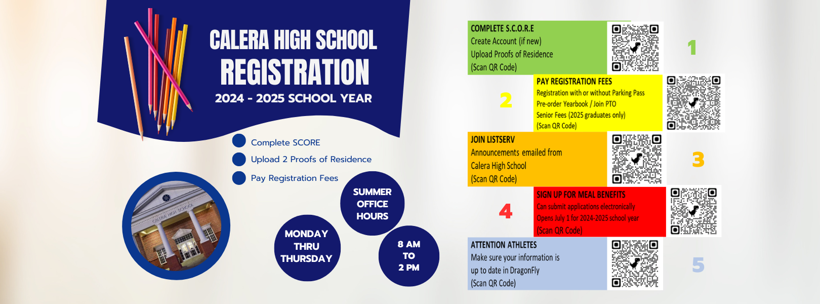 CAHS Summer registration information