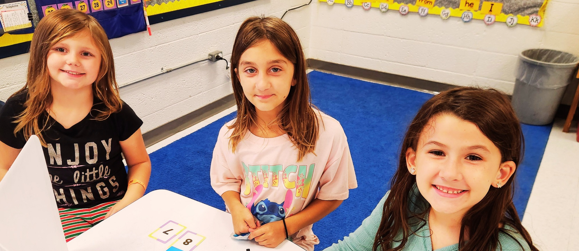 Students practice double digit addition and subtraction.