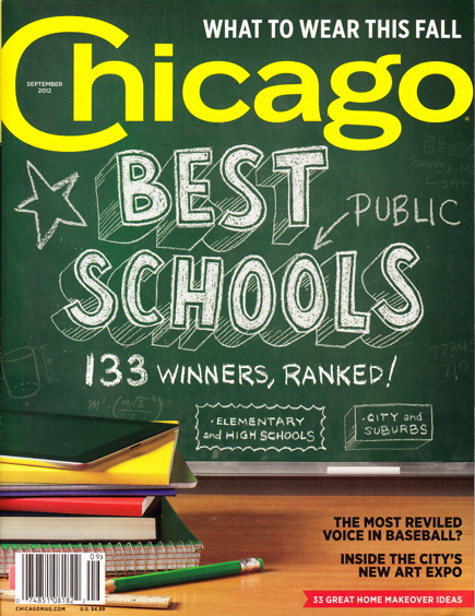 A magazine cover that says What to Wear this Fall, Chicago, Best Public Schools, 133 Winners Ranked