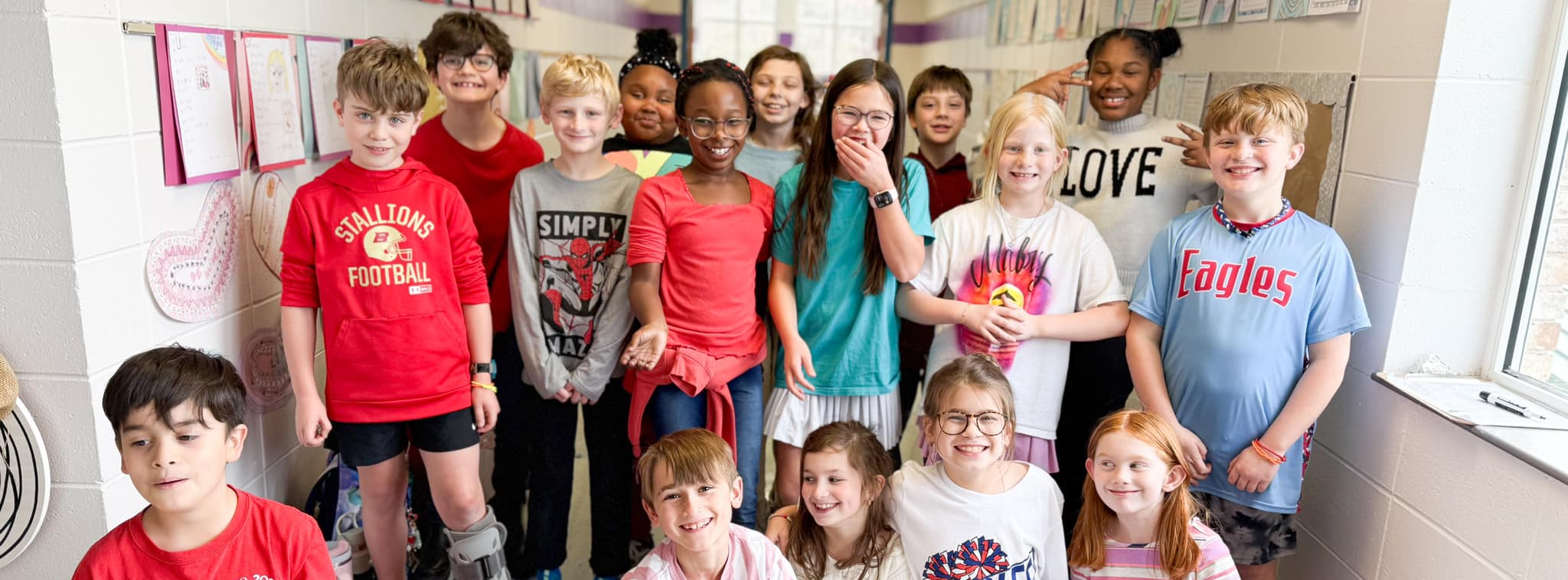 students in hallway