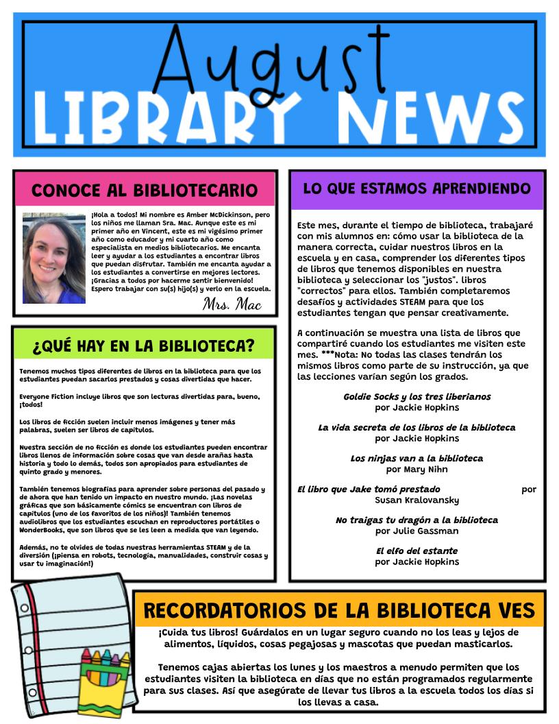 August Library Newsletter English