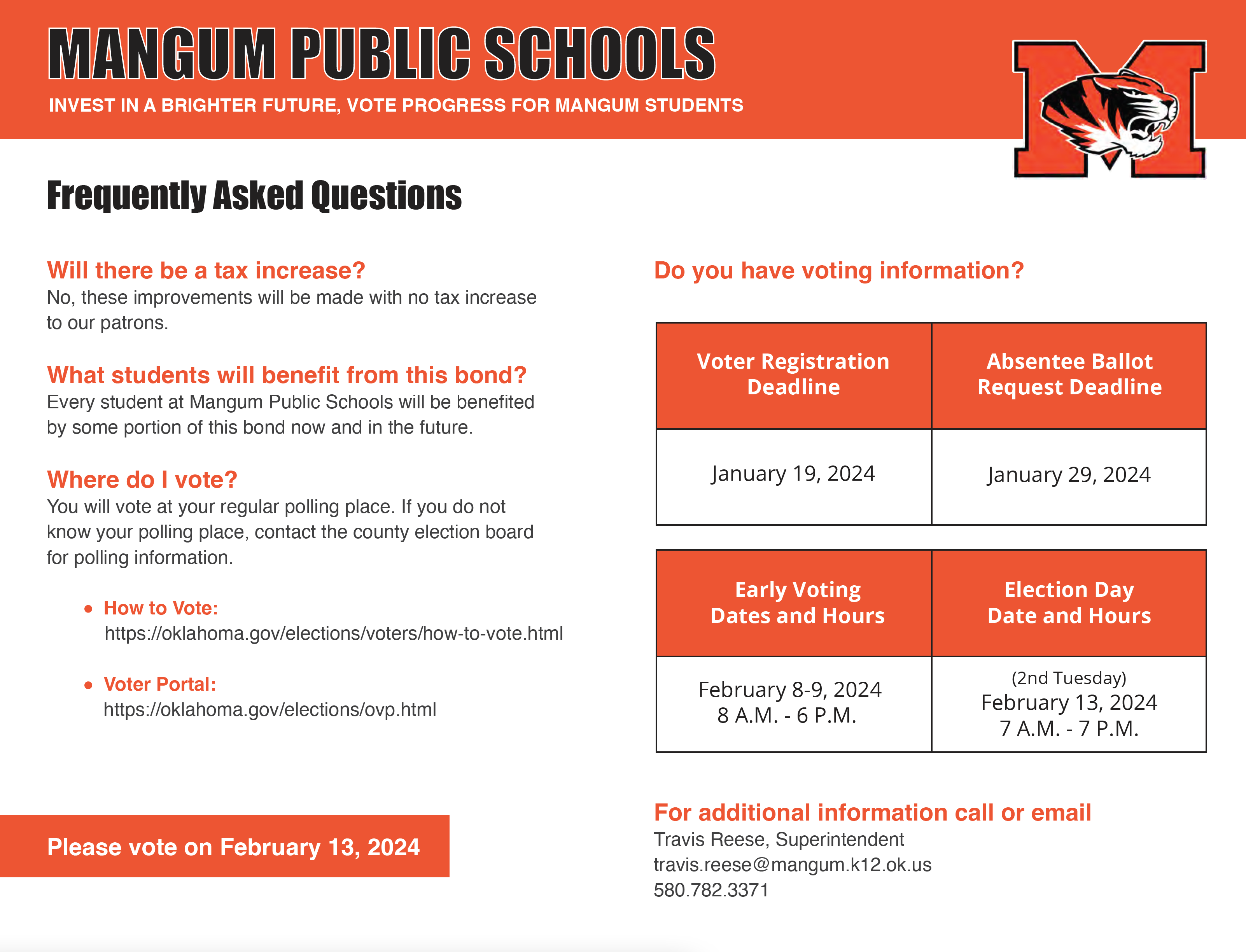 2024 Bond Improvements Mangum Public Schools