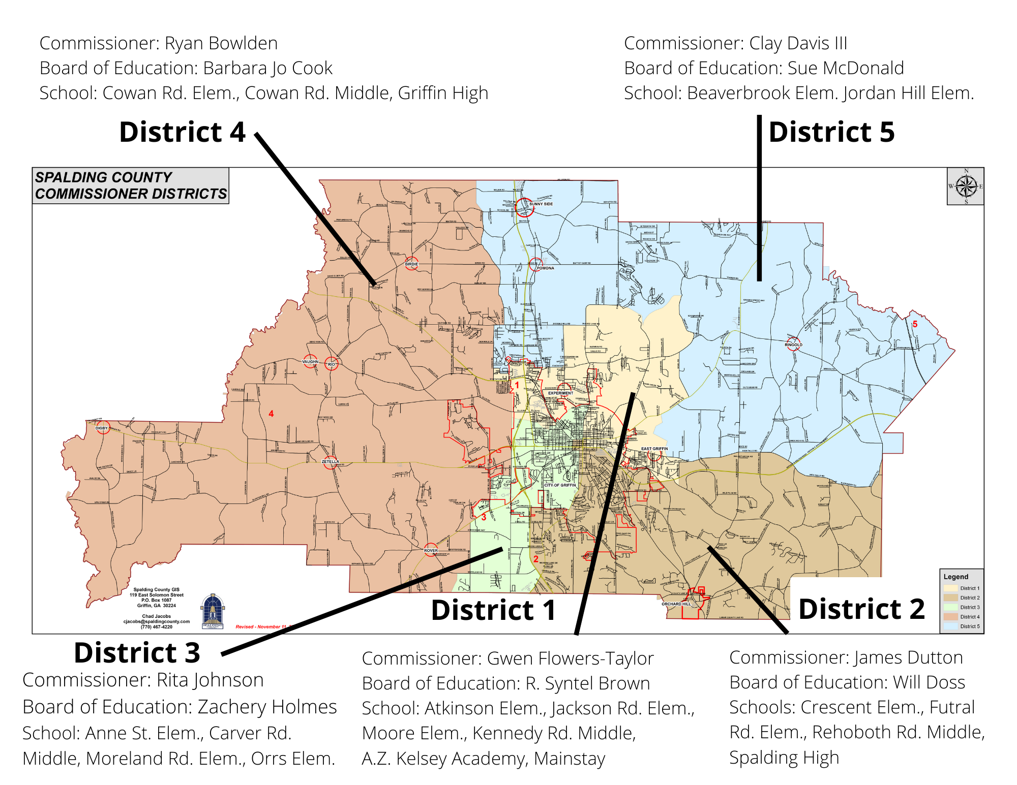Spalding County Commissioner Districts map