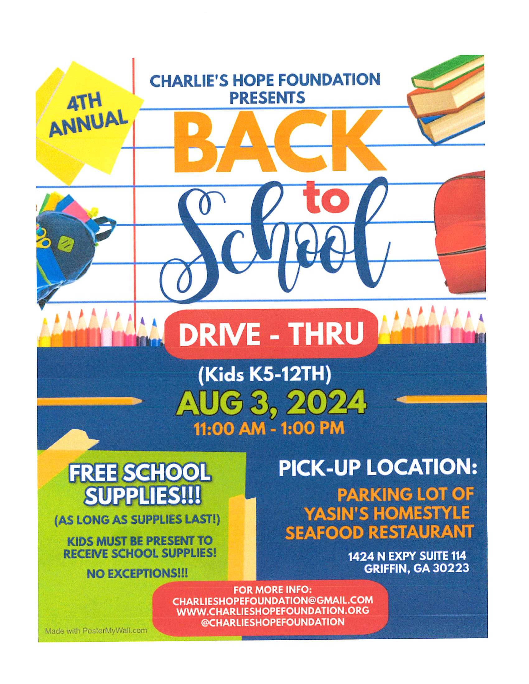 back to school supply drive thru