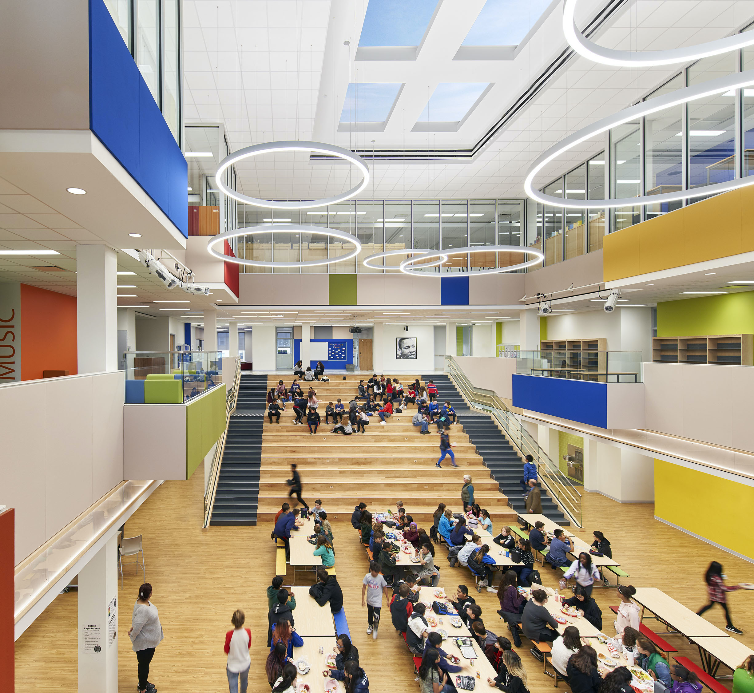 students in library
