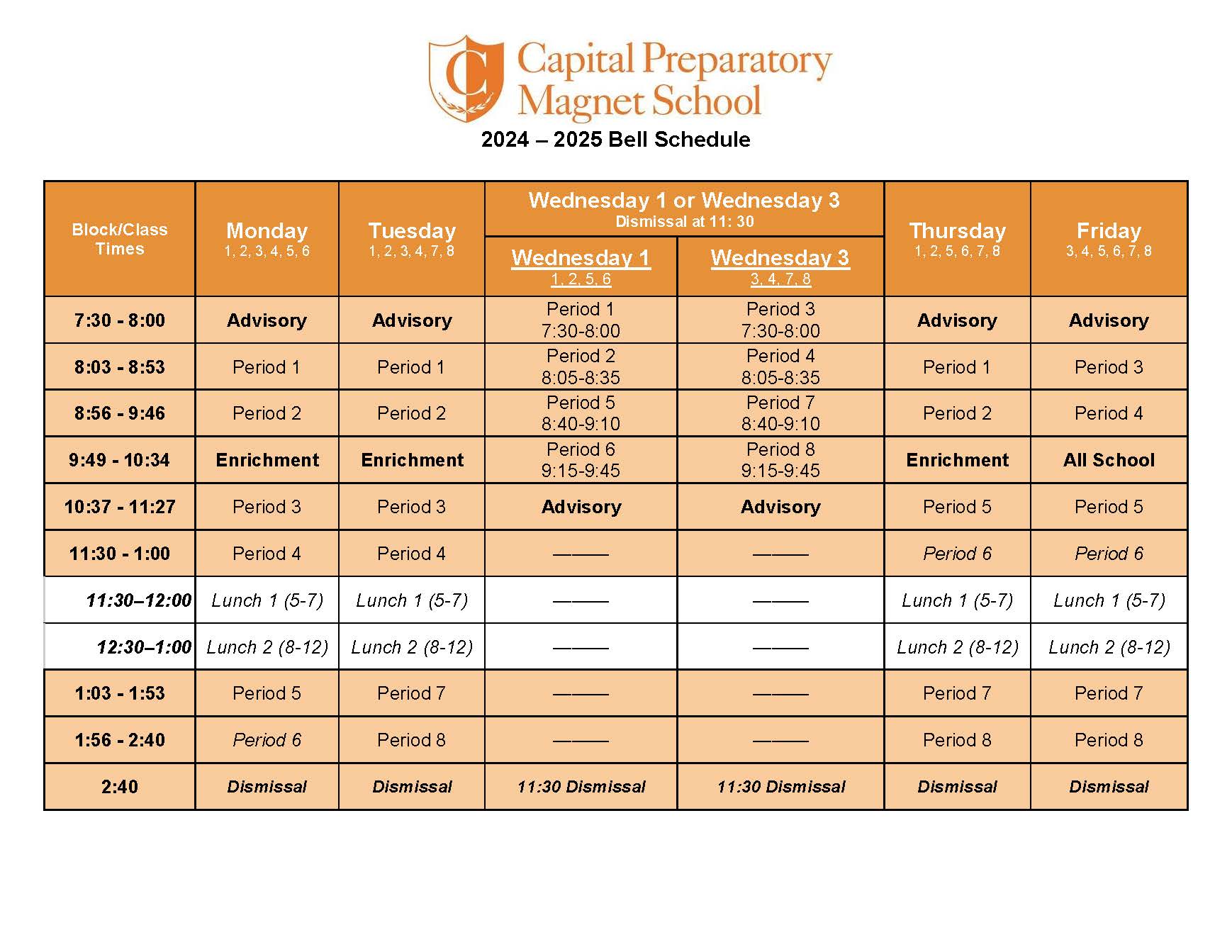 24-25 Bell Schedule
