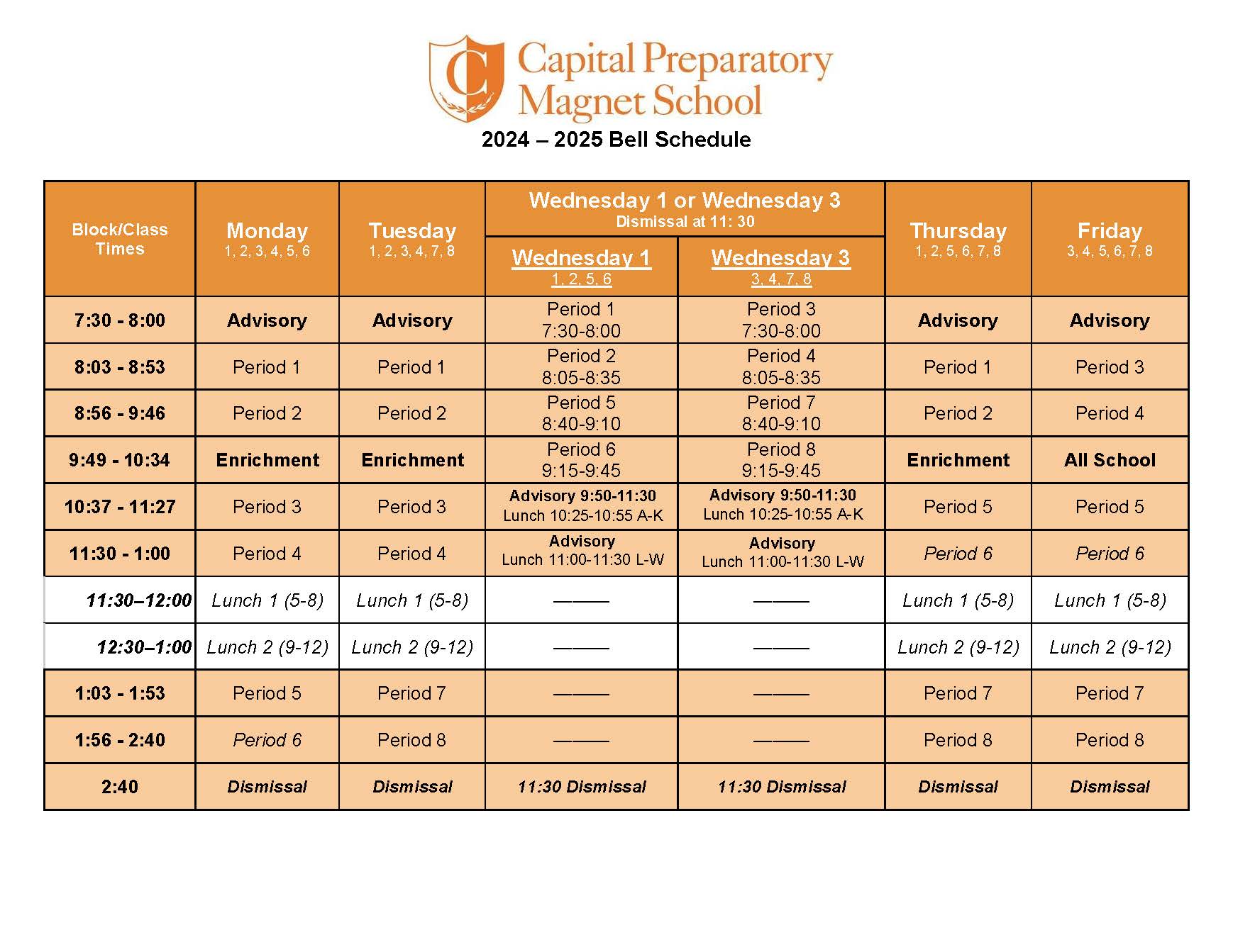 bell schedule