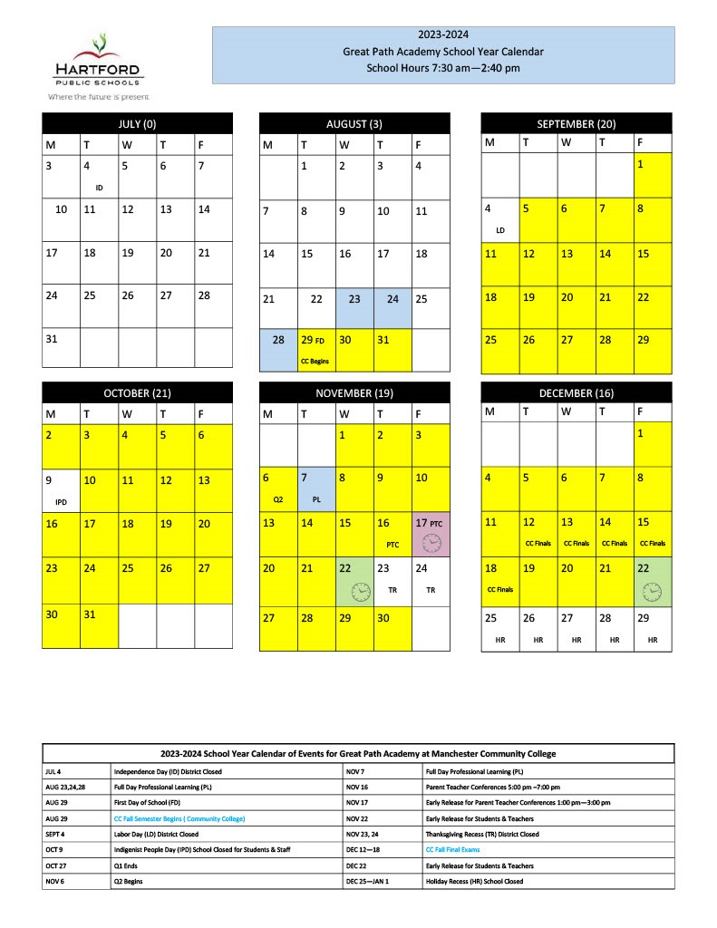 Calendar | Great Path Academy at Manchester Community College Calendar | Great Path Academy at Manchester Community College