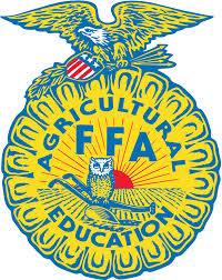 Logo of the FFA group. It's an emblem with yellow and blue colors along with an eagle perched on the upper part of the circle and an owl over by the center.