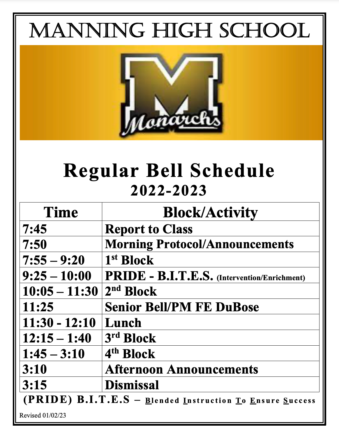 Bell Schedule