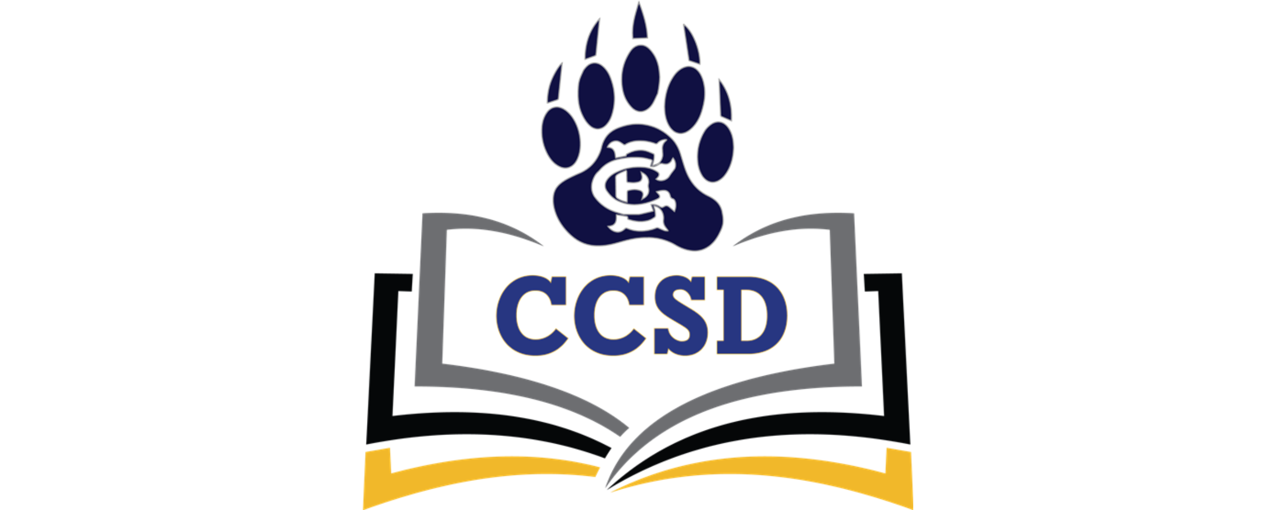 CCSD logo of a book with a paw print