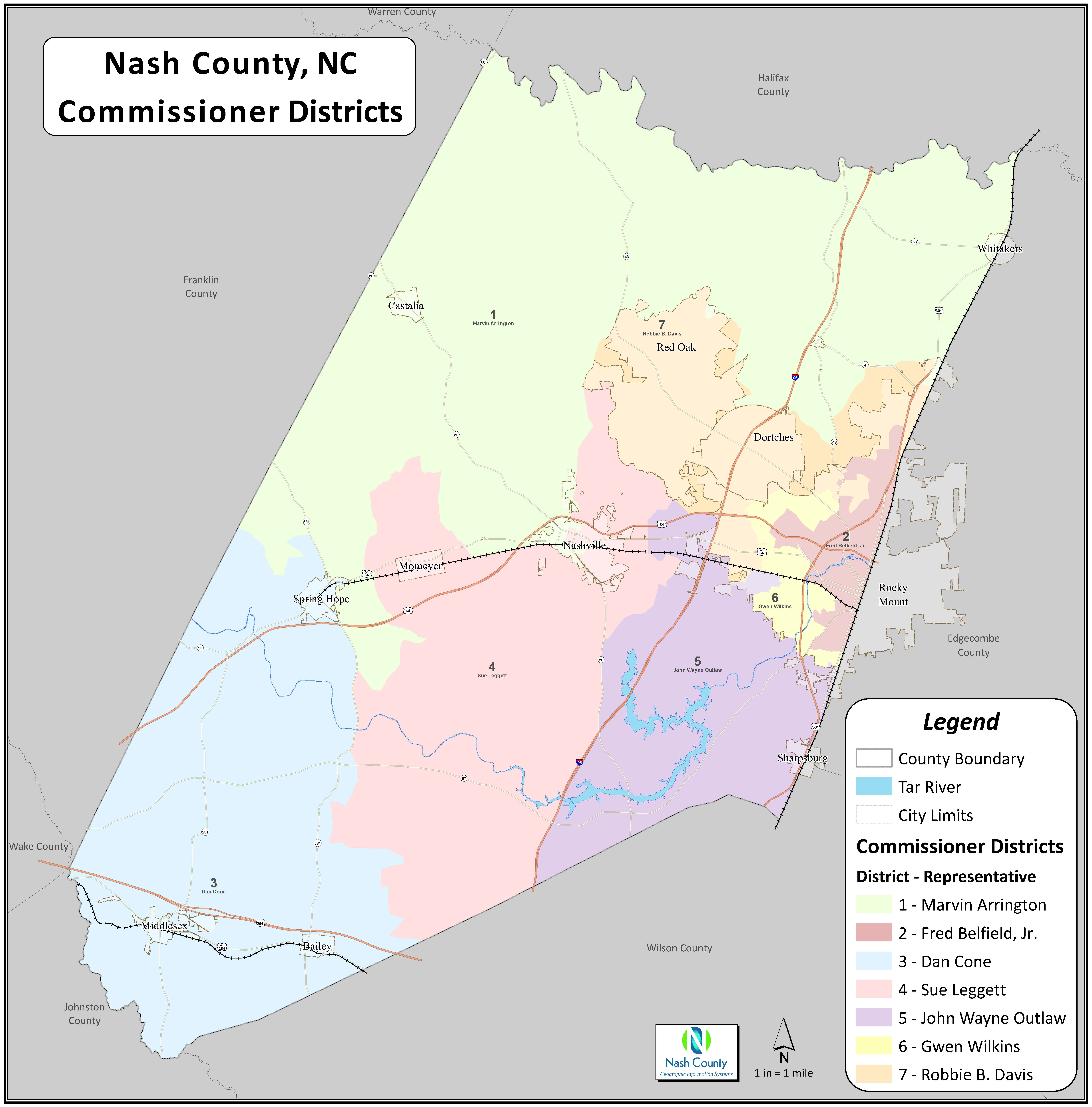 Nash County board of Commissioners map, future boe ncps map.