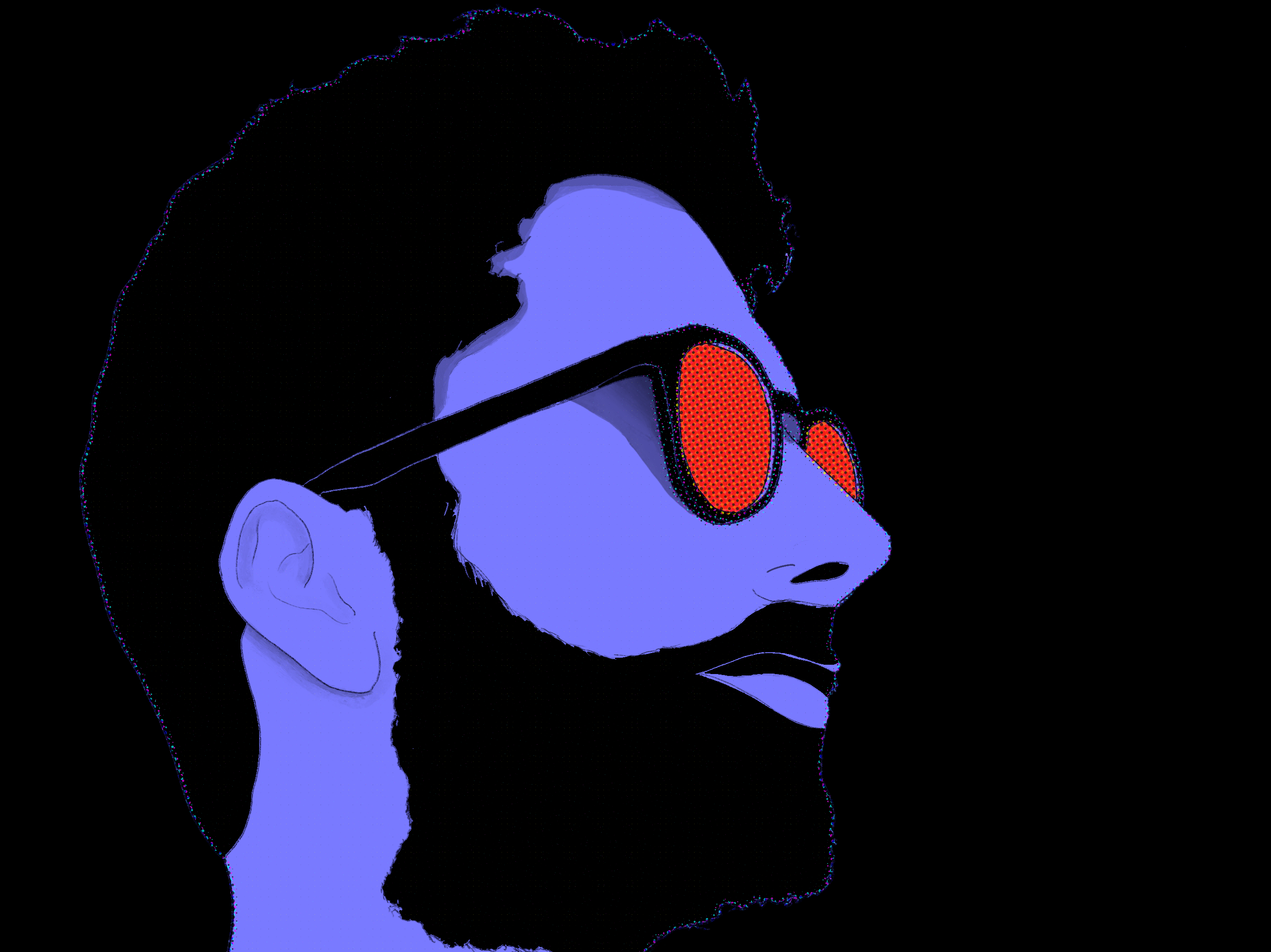 Art of man with a beard wearing sunglasses