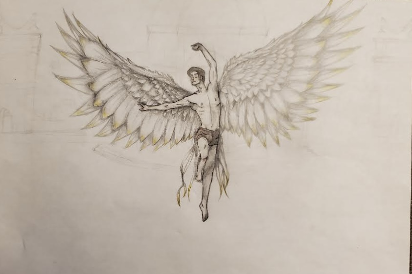 Artwork of a man with wings