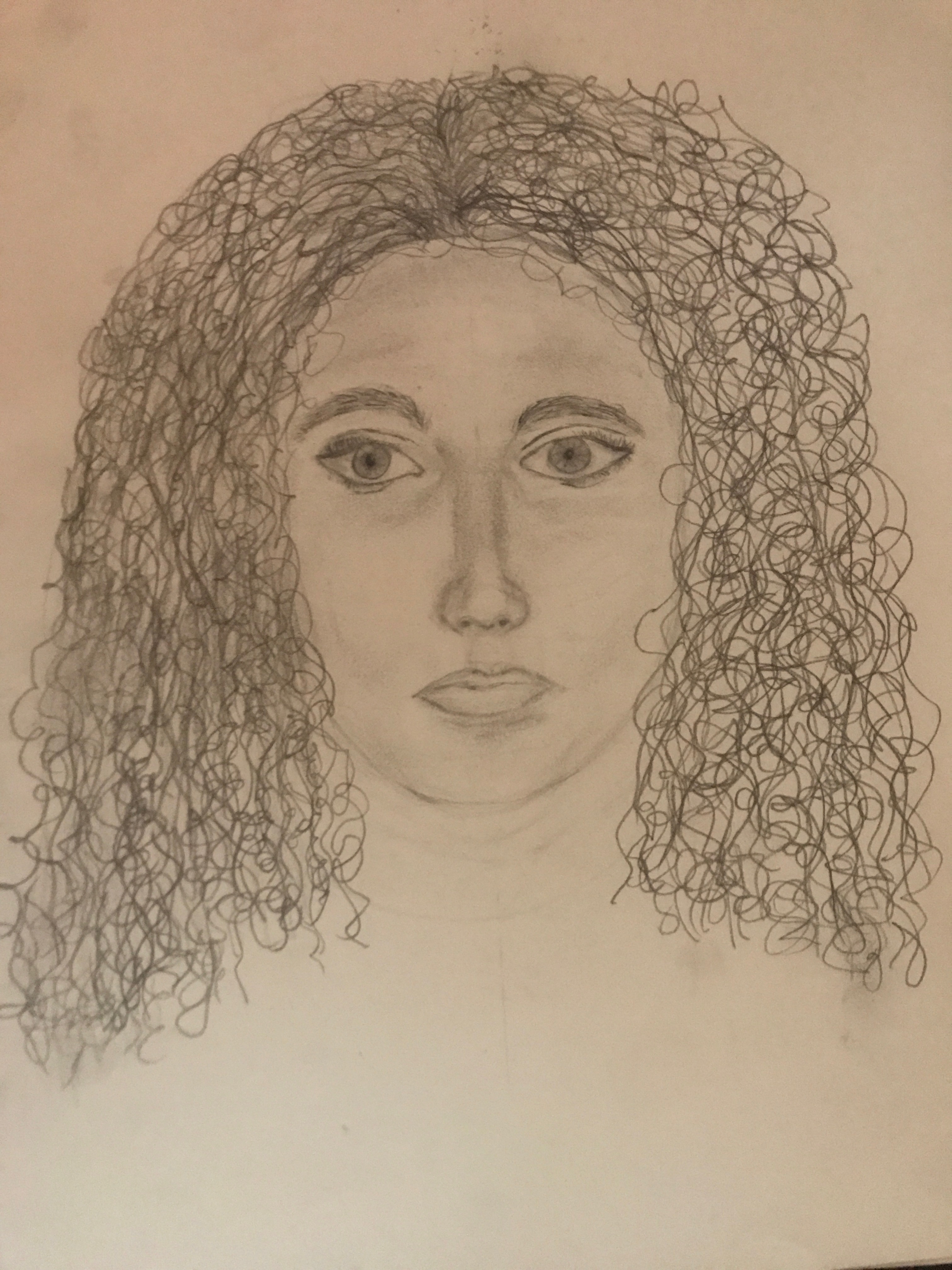 Artwork of a young girl with curly hair