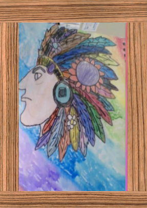 Artwork of a colorful portrait of an American Indian