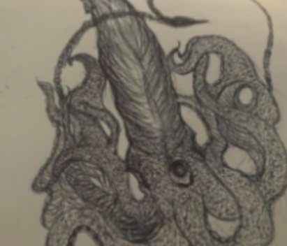 Artwork of a squid in movement