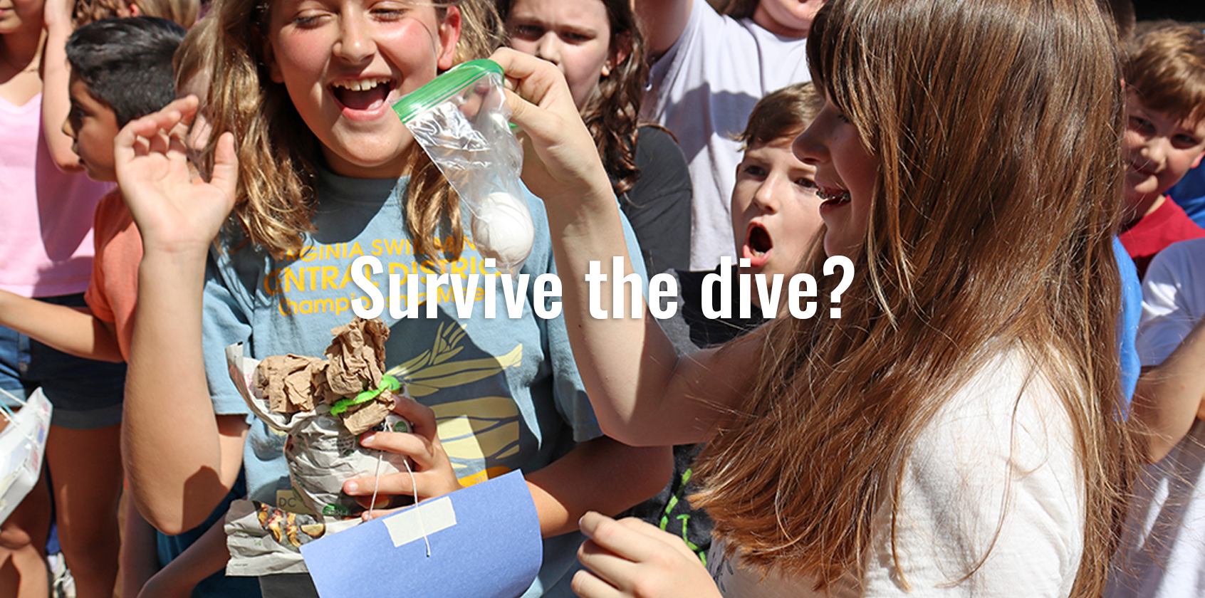 Group of students excited at the egg drop