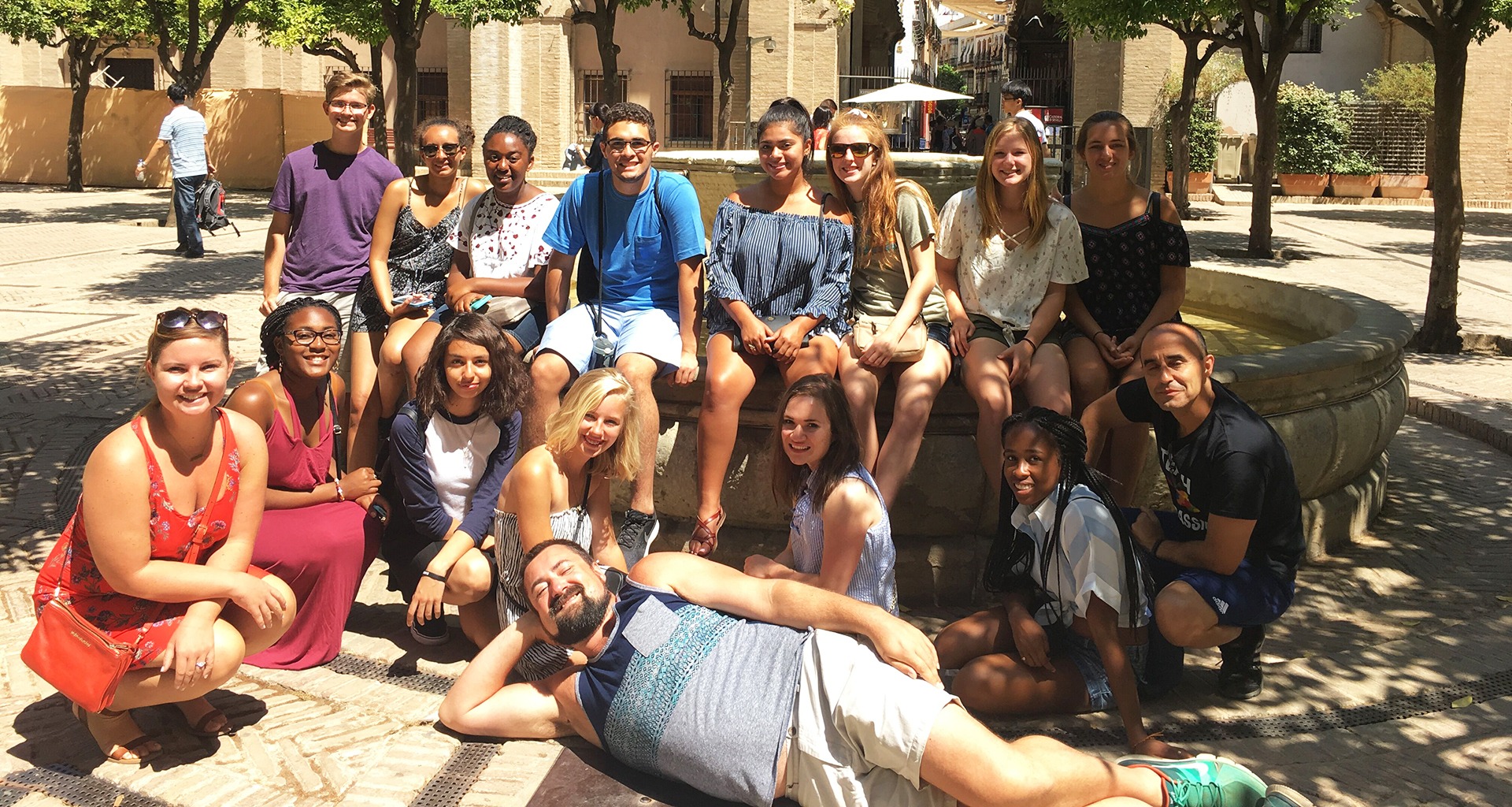 Students pose for a photo in Spain
