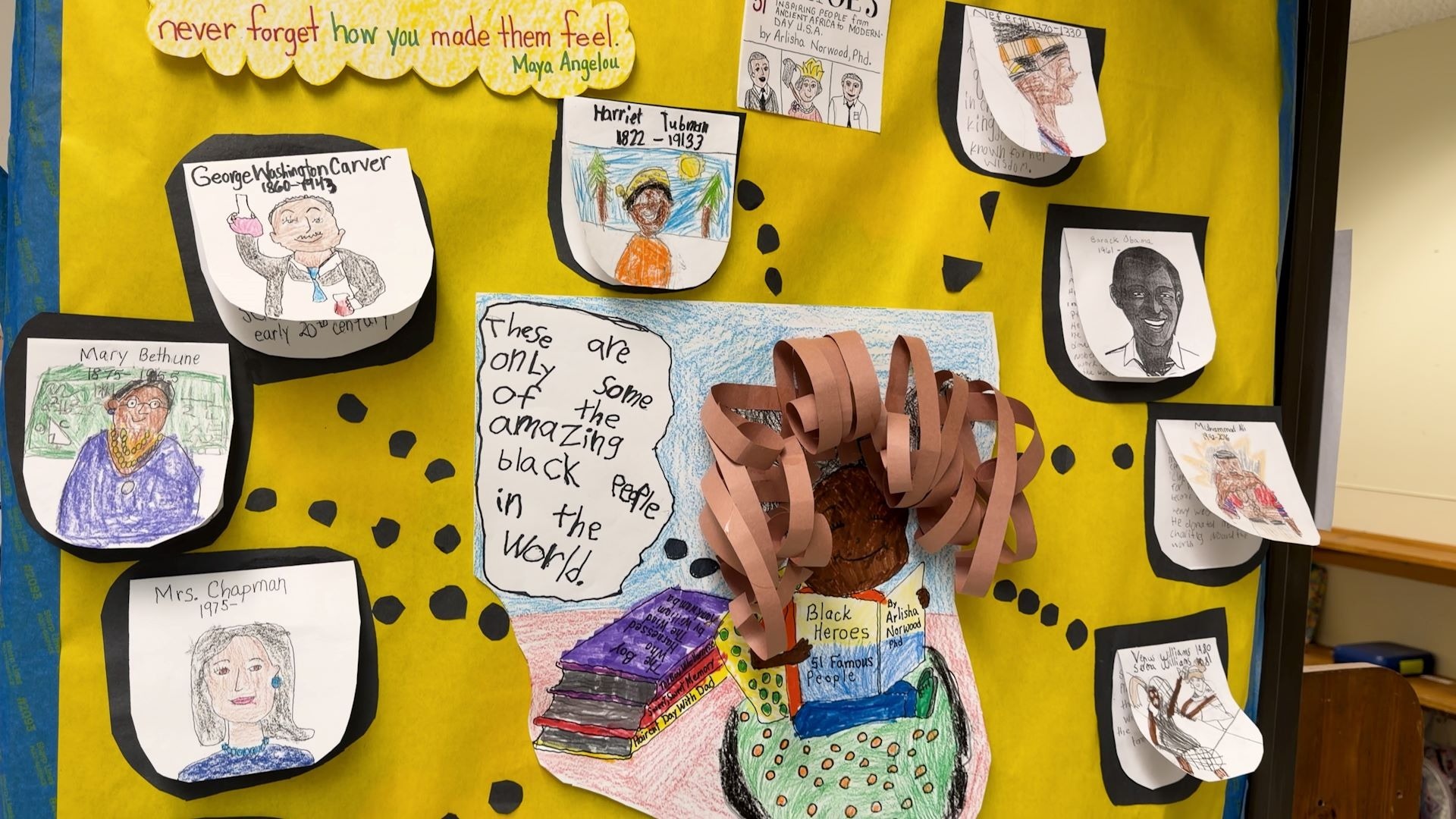 A door with decorations for Black History Month