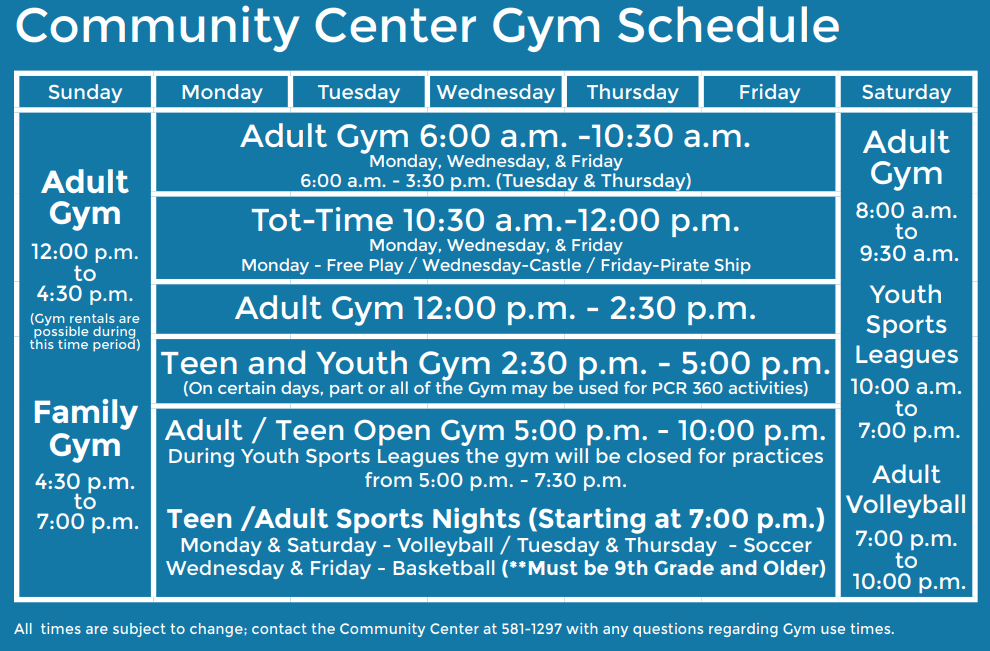 Community Center Gym Schedule